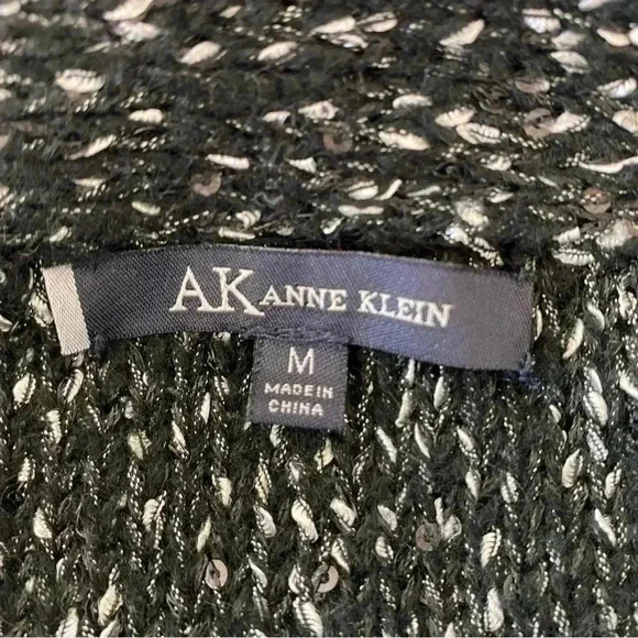 Anne Klein Tweed Blazer Jacket Medium Sequins Black Snap Button Front Careerwear - Picture 11 of 12